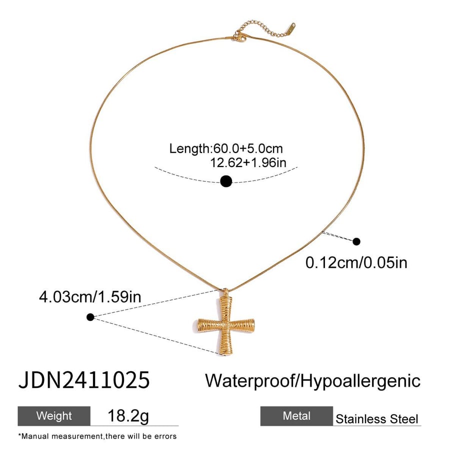 1 Piece Modern Series Daily Streamline Cross Stainless Steel Gold Color Women's Pendant Necklaces 